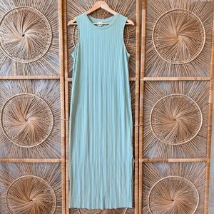 A New Day Pale Green Pleated Sleeveless Maxi Dress SZ XS